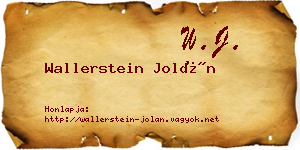 Wallerstein Jolán névjegykártya